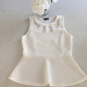 Monteau White Peplum Top
